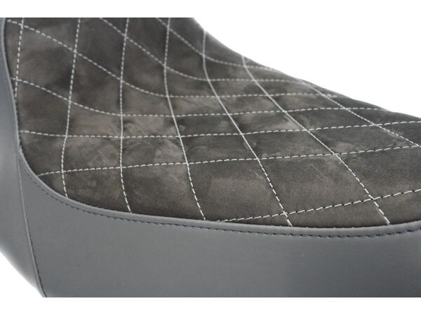 Nubuk Leather Solo Seat Diamond Stitch, For Thunderbike Steel Fender 260/18" and OE Tank Black