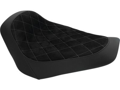 Nubuk Leather Solo Seat Diamond Stitch, For Thunderbike Steel Fender 260/18" and OE Tank Black