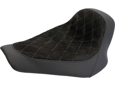 Nubuk Leather Solo Seat Diamond Stitch, For Thunderbike Steel Fender 260/18" and OE Tank Black