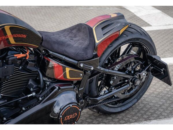 Vinyl Leather Solo Seat Diamond Stitch, For Thunderbike GP Style Fender 260/18"and GP Style Tank Black