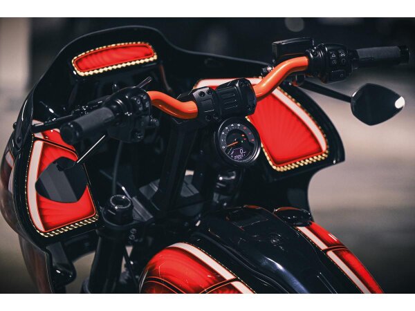 Club Style Pullback Riser Kit for Bottom Mount Round Speedometer 10" Height, 1 1/4" Clamp Diameter Black Anodized