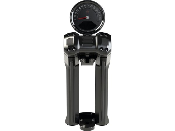 Club Style Pullback Riser Kit for Top Mount Round Speedometer 8,5" Height, 1 1/4" Clamp Diameter Black Anodized