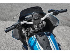 Club Style Pullback Riser Kit for Top Mount Round Speedometer 10" Height, 1 1/4" Clamp Diameter Black Anodized