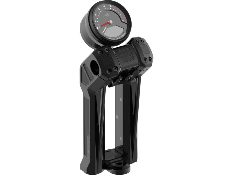 Club Style Pullback Riser Kit for Top Mount Round Speedometer 11,5" Height, 1 1/4" Clamp Diameter Black Anodized