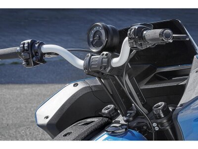 Club Style Pullback Riser Kit for Top Mount Round Speedometer 11,5" Height, 1 1/4" Clamp Diameter Black Anodized