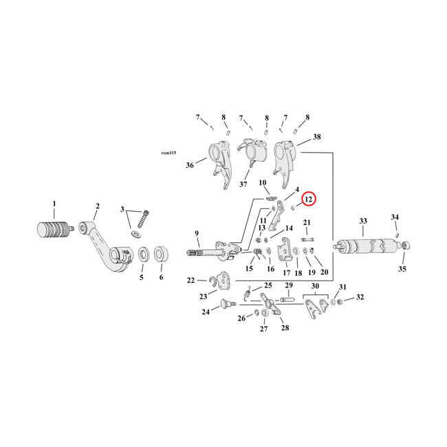 Retaining ring, shifter pawl | Lieferumfang: Nur ein Teil des abgebildeten Artikels.