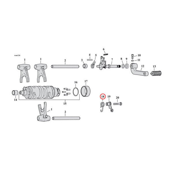 Return spring, detent | Lieferumfang: Nur ein Teil des...