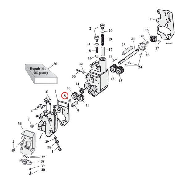 James, retaining rings. Oil pump drive shaft (outer) | Lieferumfang: Nur ein Teil des abgebildeten Artikels.