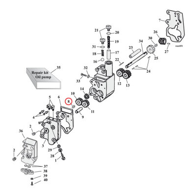James, retaining rings. Oil pump drive shaft (outer) | Lieferumfang: Nur ein Teil des abgebildeten Artikels.
