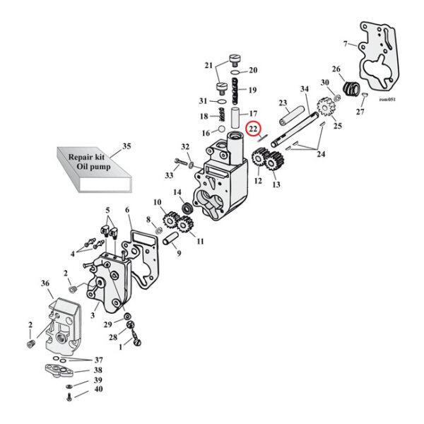 Roll pin, oil pump | Lieferumfang: Nur ein Teil des...