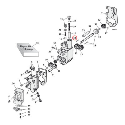 Roll pin, oil pump | Lieferumfang: Nur ein Teil des abgebildeten Artikels.