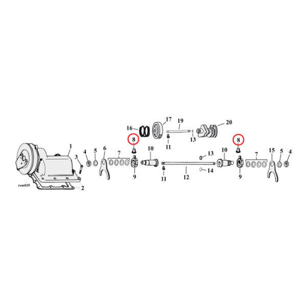 Roller, transmission shifter finger | Lieferumfang: Nur ein Teil des abgebildeten Artikels.