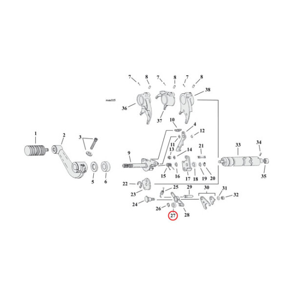 Roller, detent arm transmission | Lieferumfang: Nur ein...