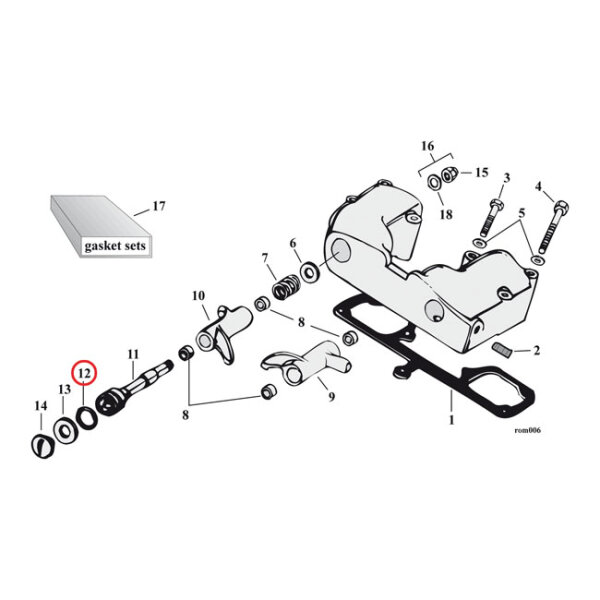 Cometic, o-ring rocker/pushrod/kickstart shaft/oil defl....