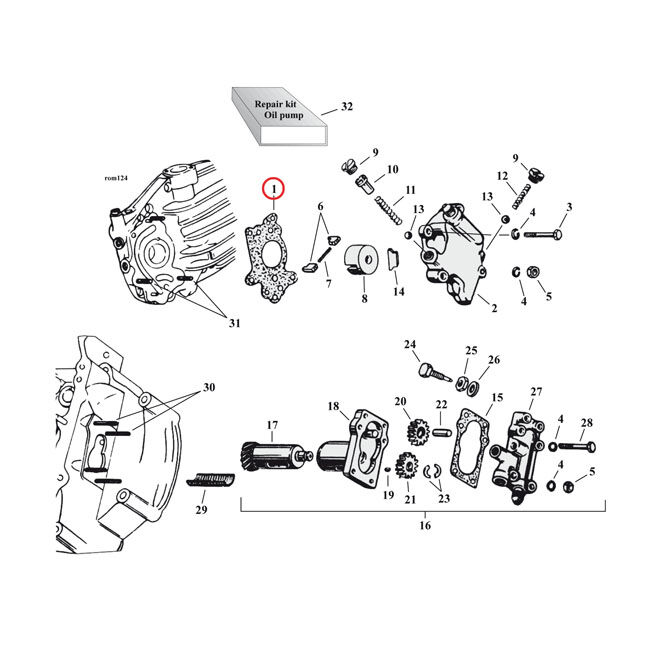 Cometic, oil pump side mount gasket. Fiber | Lieferumfang: Nur ein Teil des abgebildeten Artikels.