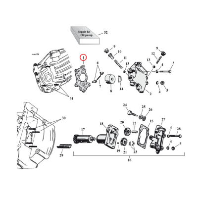 Cometic, oil pump side mount gasket. Fiber | Lieferumfang: Nur ein Teil des abgebildeten Artikels.