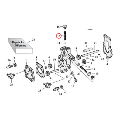 Spring, oil pump check valve | Lieferumfang: Nur ein Teil des abgebildeten Artikels.