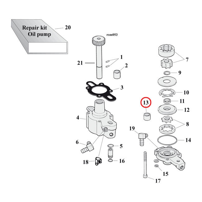 Bushing, oil pump cover | Lieferumfang: Nur ein Teil des abgebildeten Artikels.