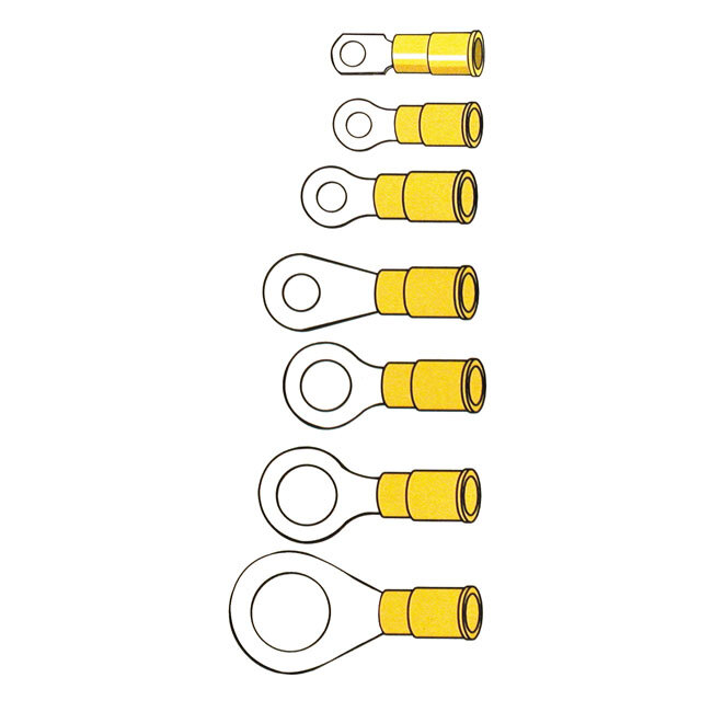 Connectors, ring terminal PVC, crimp. Yellow 3.5mm | Lieferumfang: Nur ein Teil des abgebildeten Artikels.