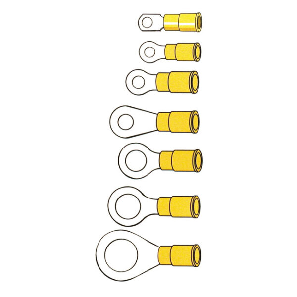 Connectors, ring terminal PVC, crimp. Yellow 3.5mm |...