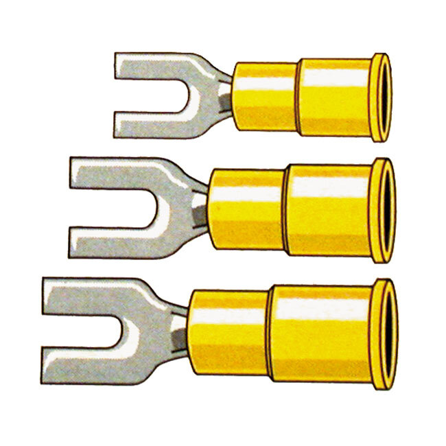 Connectors, spade terminal PVC, crimp. Yellow 3.5mm | Lieferumfang: Nur ein Teil des abgebildeten Artikels.