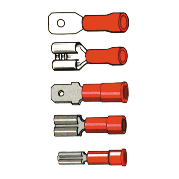 Connectors, slide-on terminal PVC, crimp. Red...