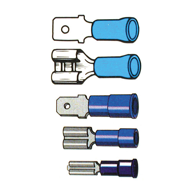 Connectors, slide-on terminal PVC, crimp. Blue 1/4"""" male | Lieferumfang: Nur ein Teil des abgebildeten Artikels.