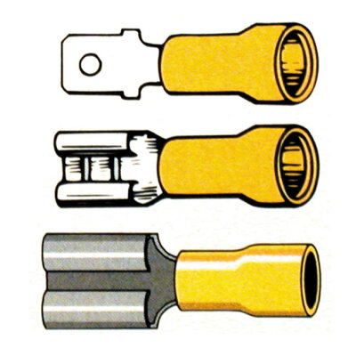 Connectors, slide-on terminal PVC, crimp. Yellow 1/4"""" male | Lieferumfang: Nur ein Teil des abgebildeten Artikels.