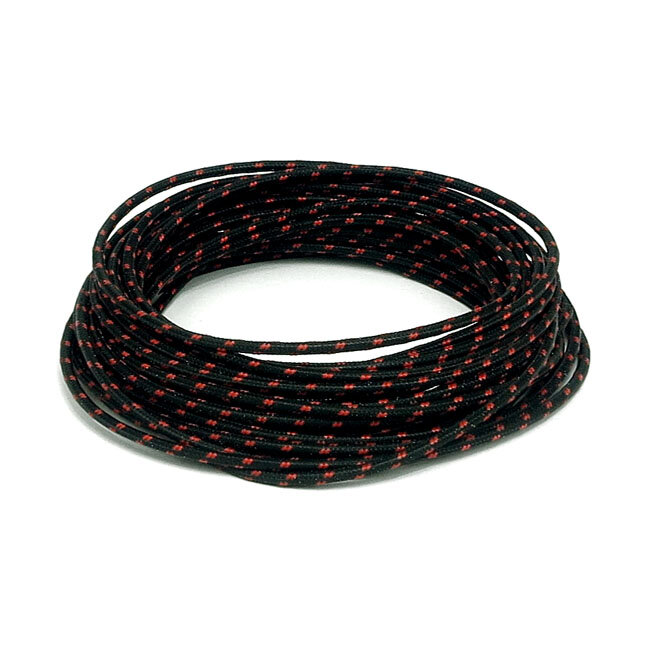 Classic cloth covered wiring, 25ft. roll. Black/red | Lieferumfang: Nur ein Teil des abgebildeten Artikels.