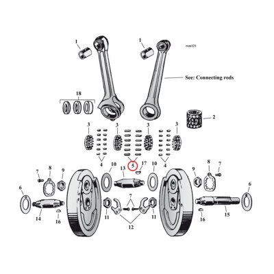 Pinion shaft (right side) & long conrod rollers, +.0002"""" | Lieferumfang: Nur ein Teil des abgebildeten Artikels.