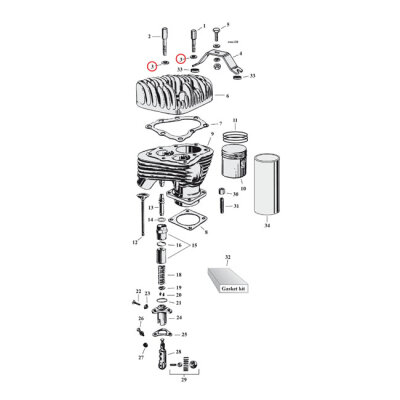 Washer, headbolt long | Lieferumfang: Nur ein Teil des abgebildeten Artikels.