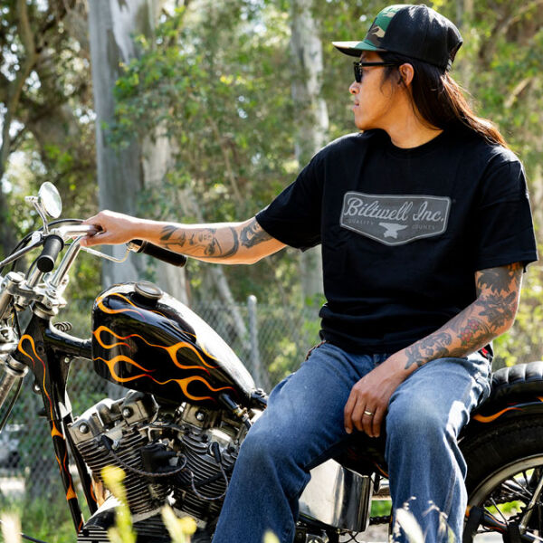 Biltwell Grey shield t-shirt black Size L