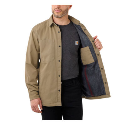 Carhartt Fleece Lined denim shirt jac dark khaki Size 2XL