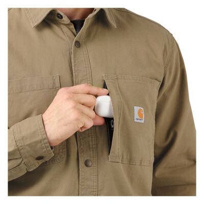 Carhartt Fleece Lined denim shirt jac dark khaki Size 2XL