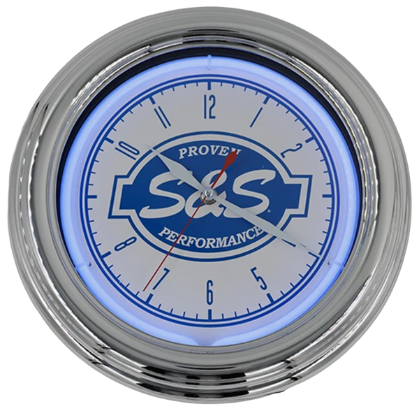 S&S Neon Logo Clock 12.5" Silver (GB)