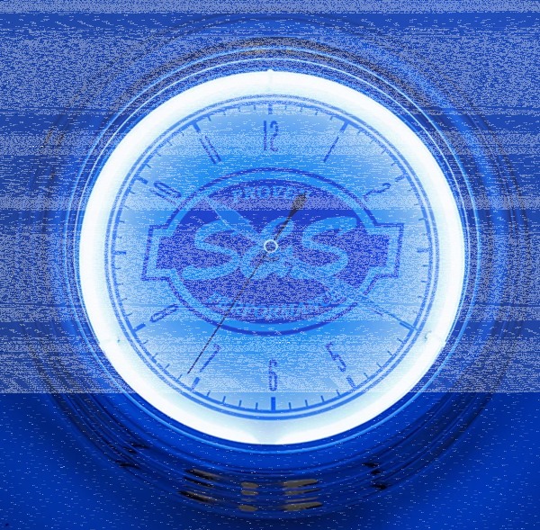 S&S Neon Logo Clock 12.5" Silver (GB)