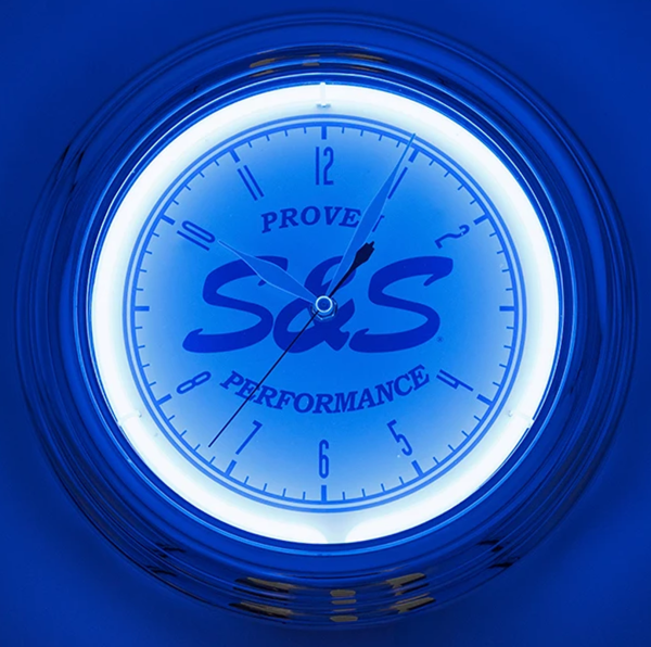 S&S Neon Script Clock 12.5" Silver (GB)