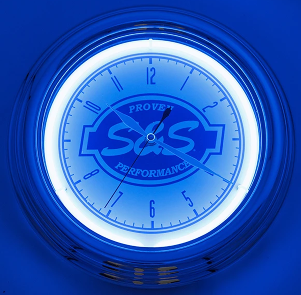 S&S Neon Logo Clock 12.5" Silver (ES)