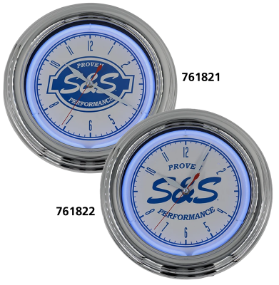 S&S Neon Logo Clock 12.5" Silver (ES)