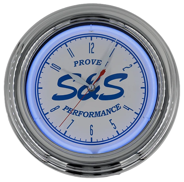 S&S Neon Script Clock 12.5" Silver (ES)