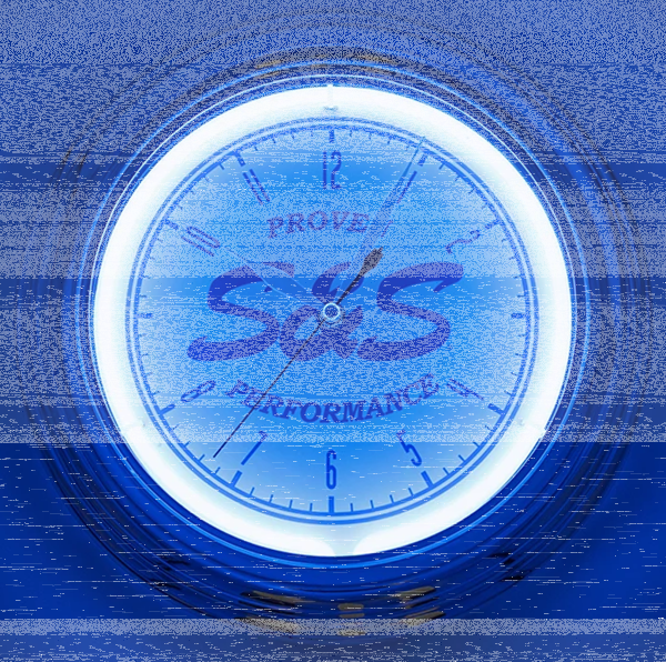 S&S Neon Script Clock 12.5" Silver (ES)